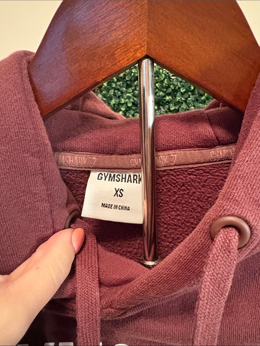 Gymshark Maroon Hoodie with White Logo Size XS - Picture 3 of 3